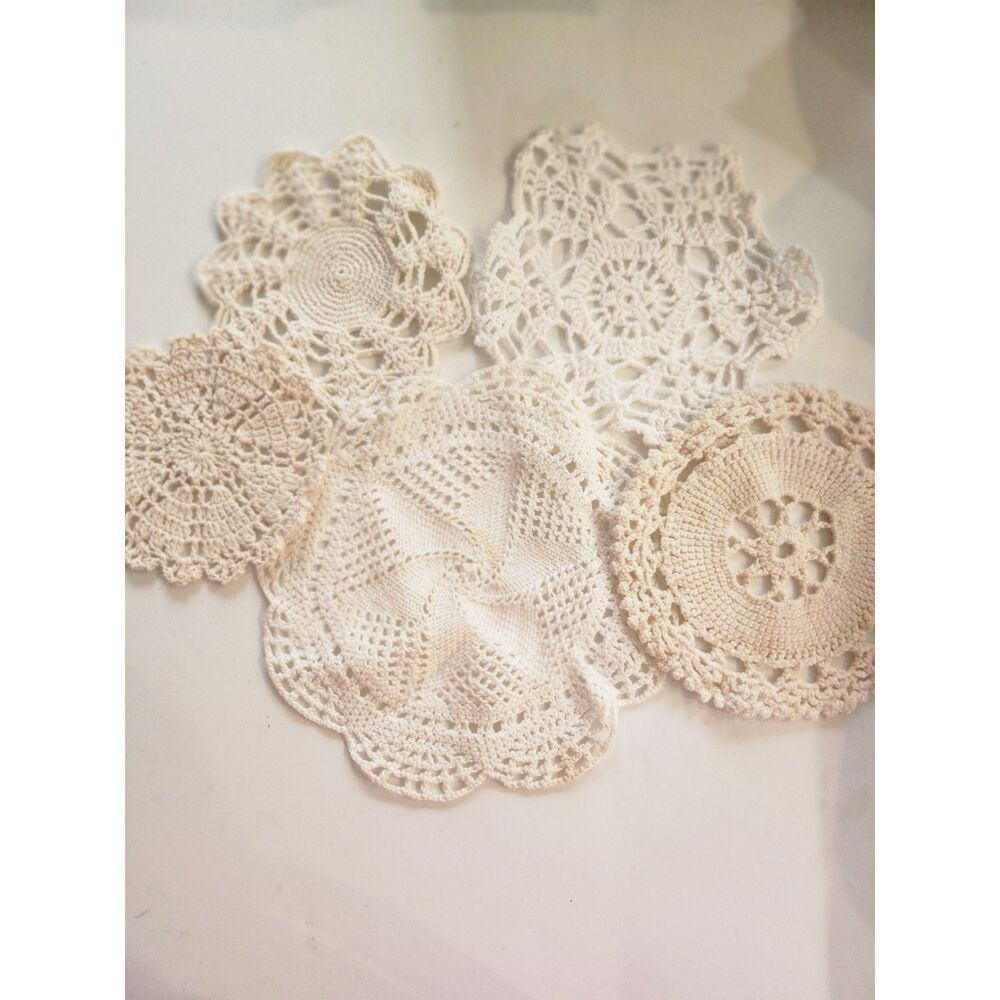 5 Hand Crochet Coasters/Doilies 100% Cotton B10